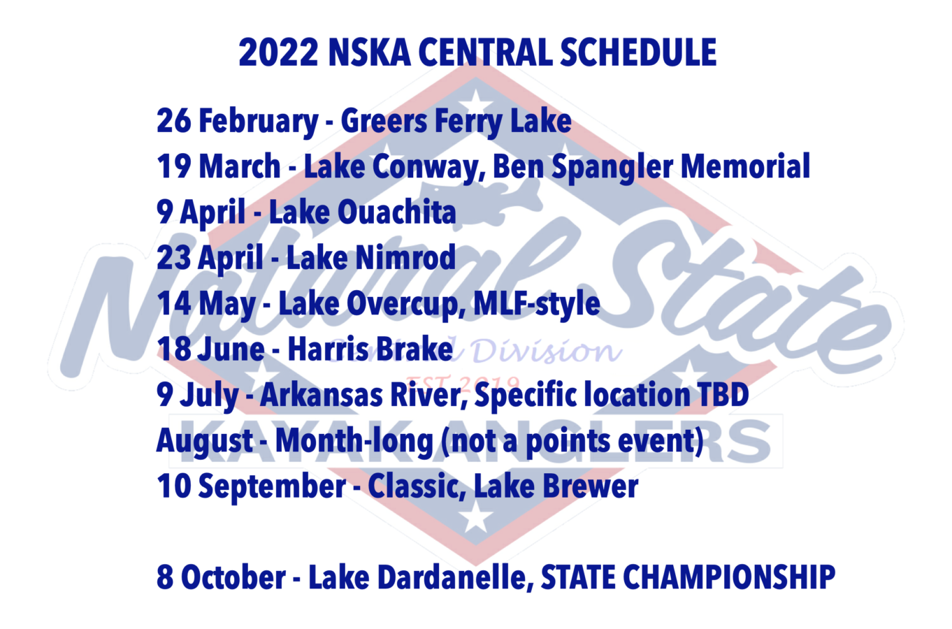 The 2022 schedule for NSKA