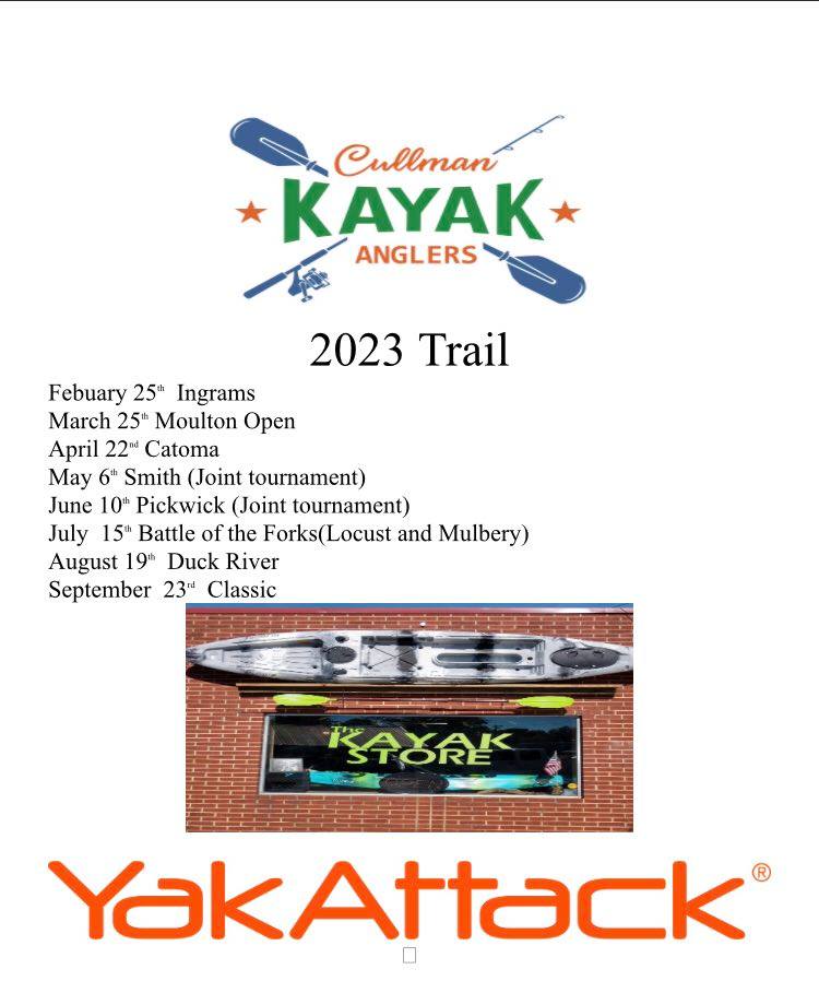 2023 schedule for the Cullman Kayak Anglers