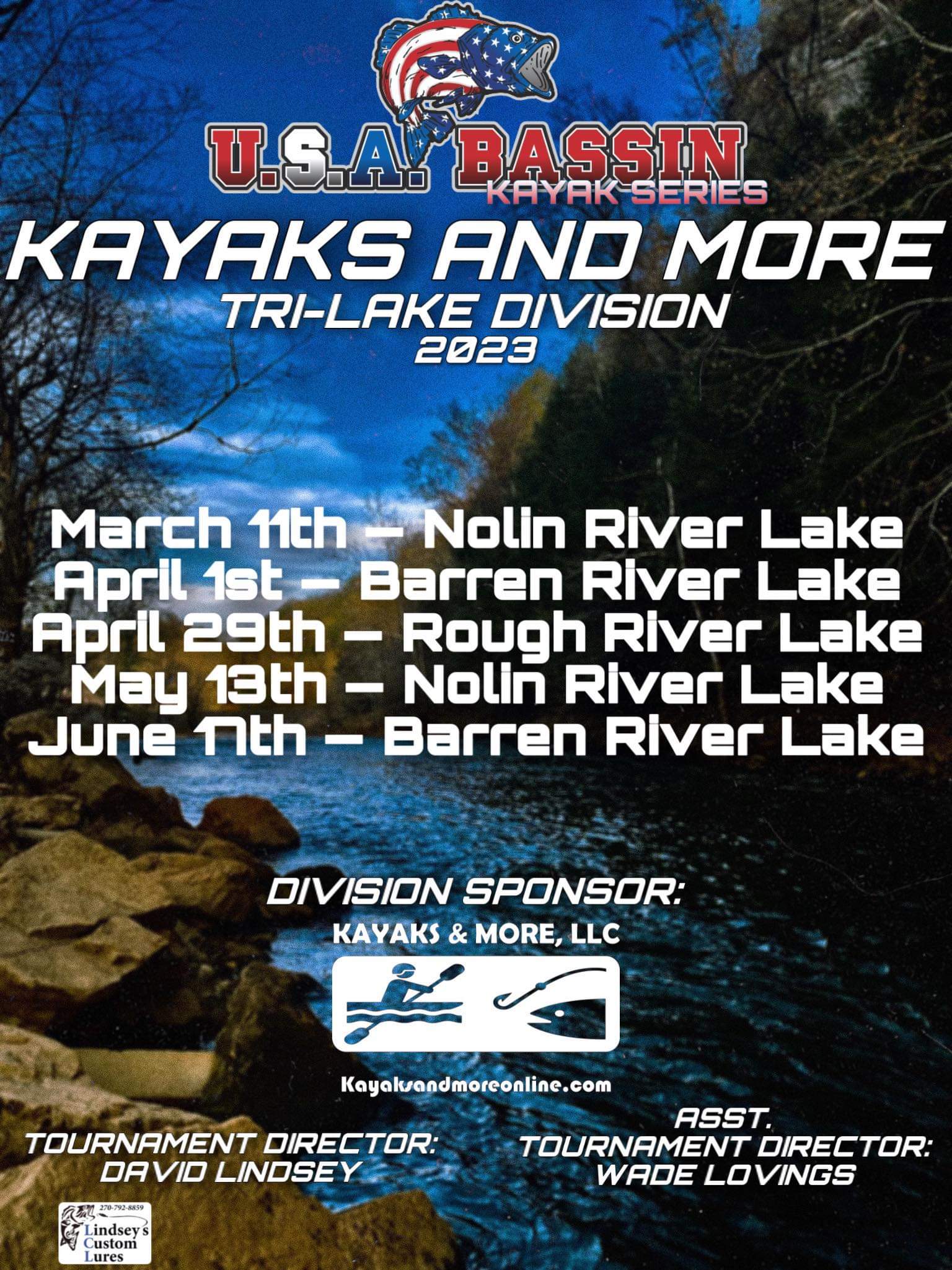The 2023 schedule for USA Bassin Kayak Series