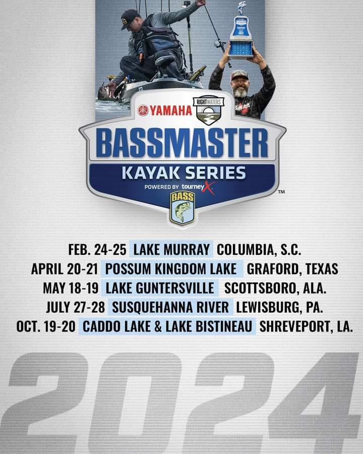 The 2024 schedule for Bassmaster Kayak Series