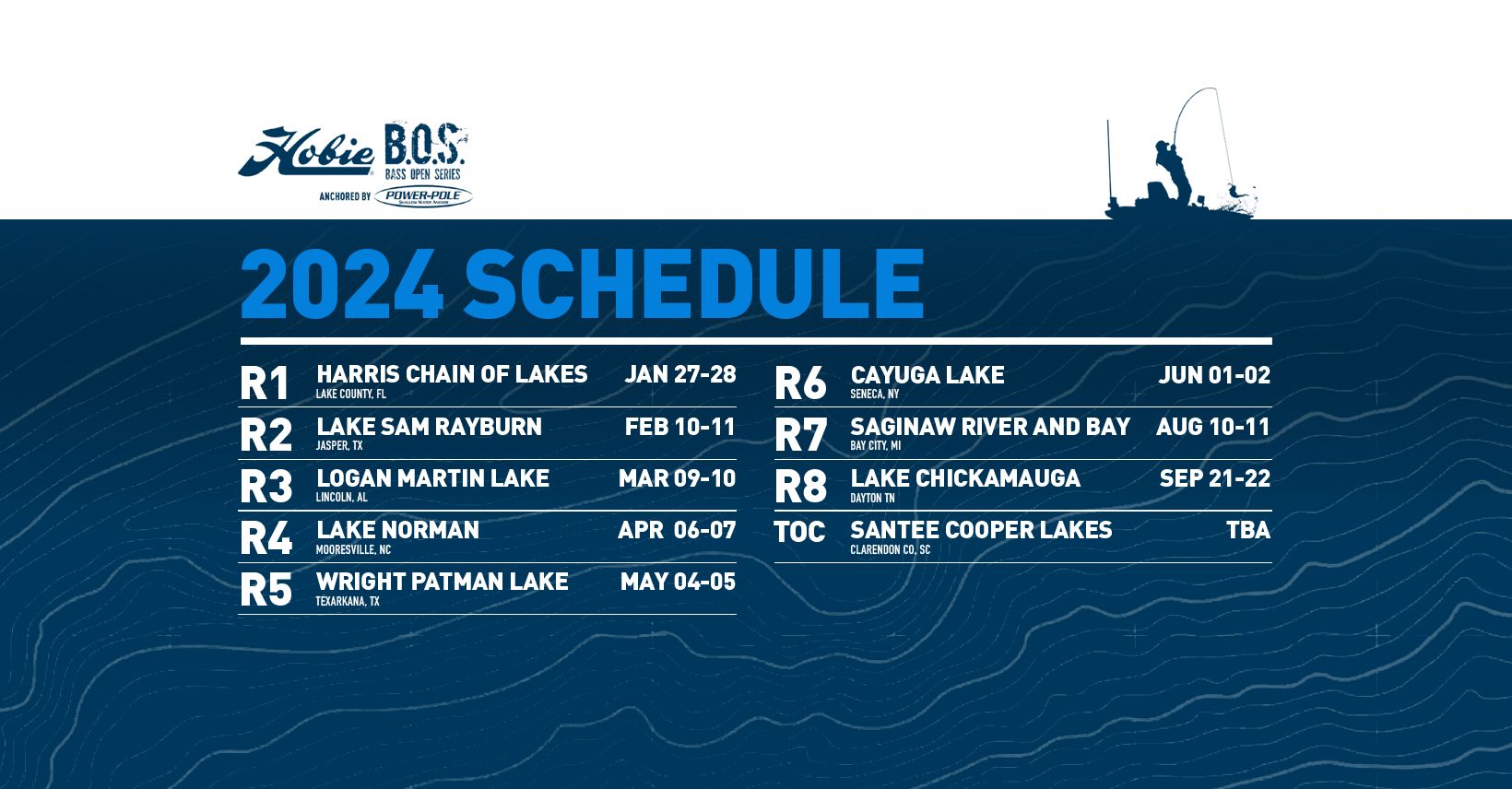 The 2024 schedule for Hobie Bass Open Series
