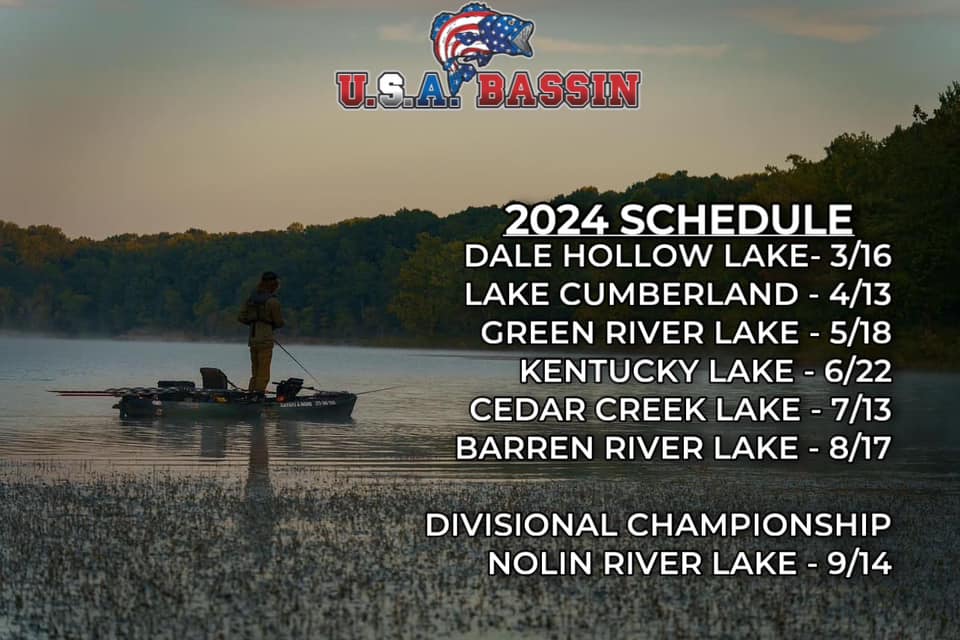 The 2024 schedule for USA Bassin Kayaks and More Trail