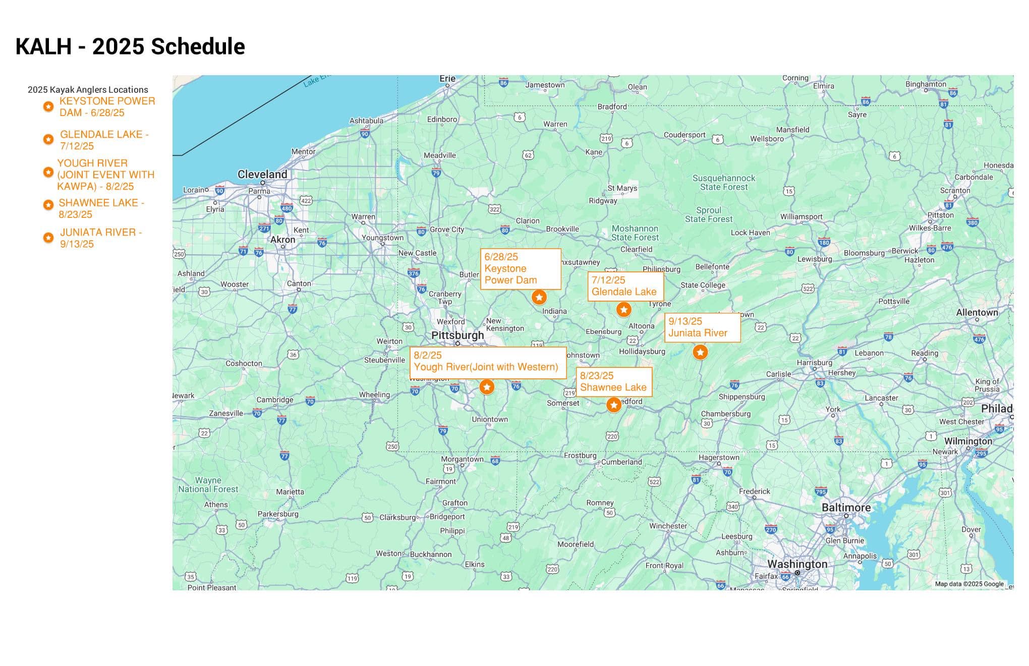 The 2025 schedule for KALH