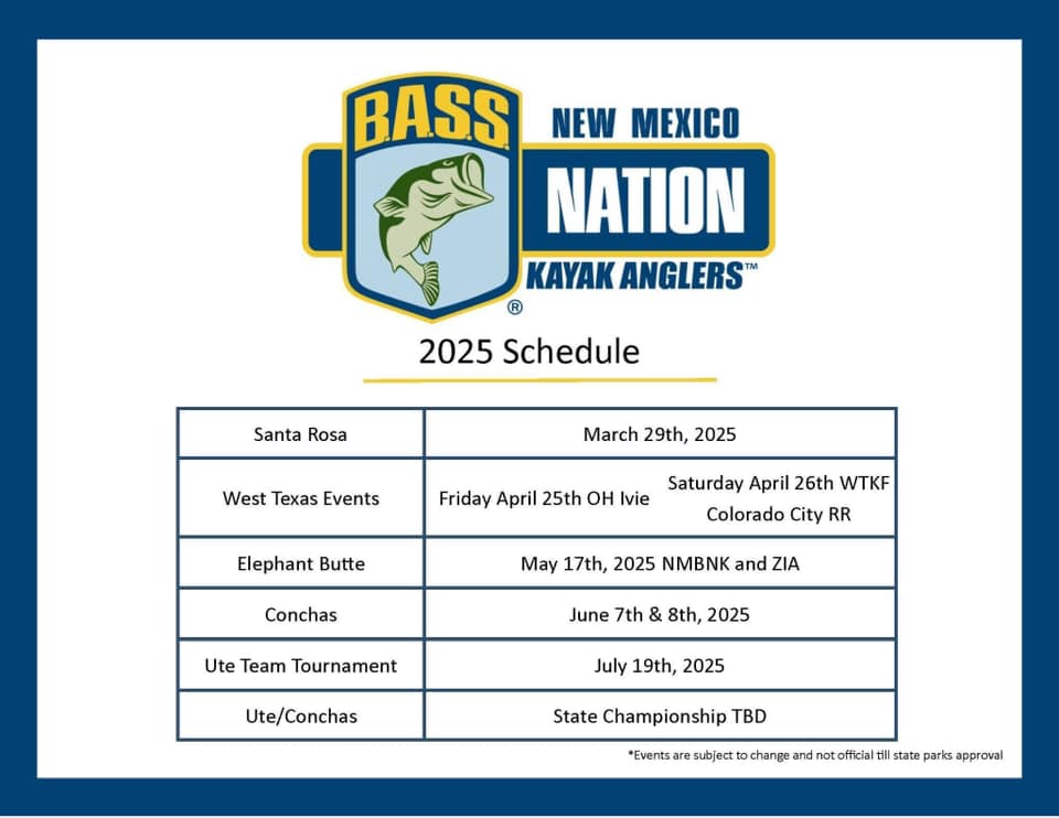 The 2025 schedule for NMBASS