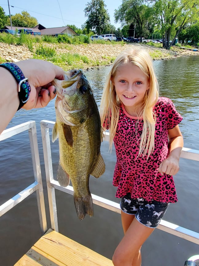 Girl with a catch at the MLF Kids Derby in La Crosse, Wisconsin