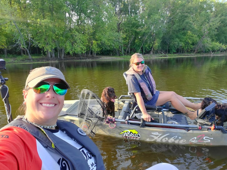 Katie fishing with Amanda in La Crosse, Wisconsin