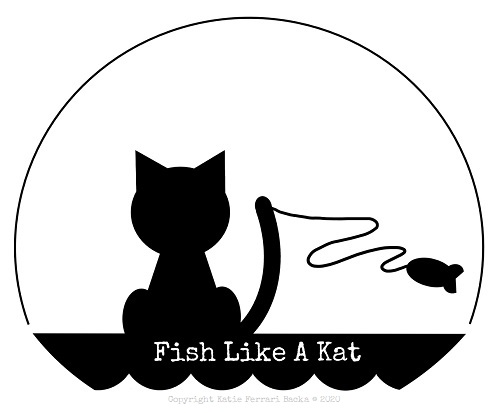 The Fish Like A Kat logo with a silhouette cat catching a fish with its tail