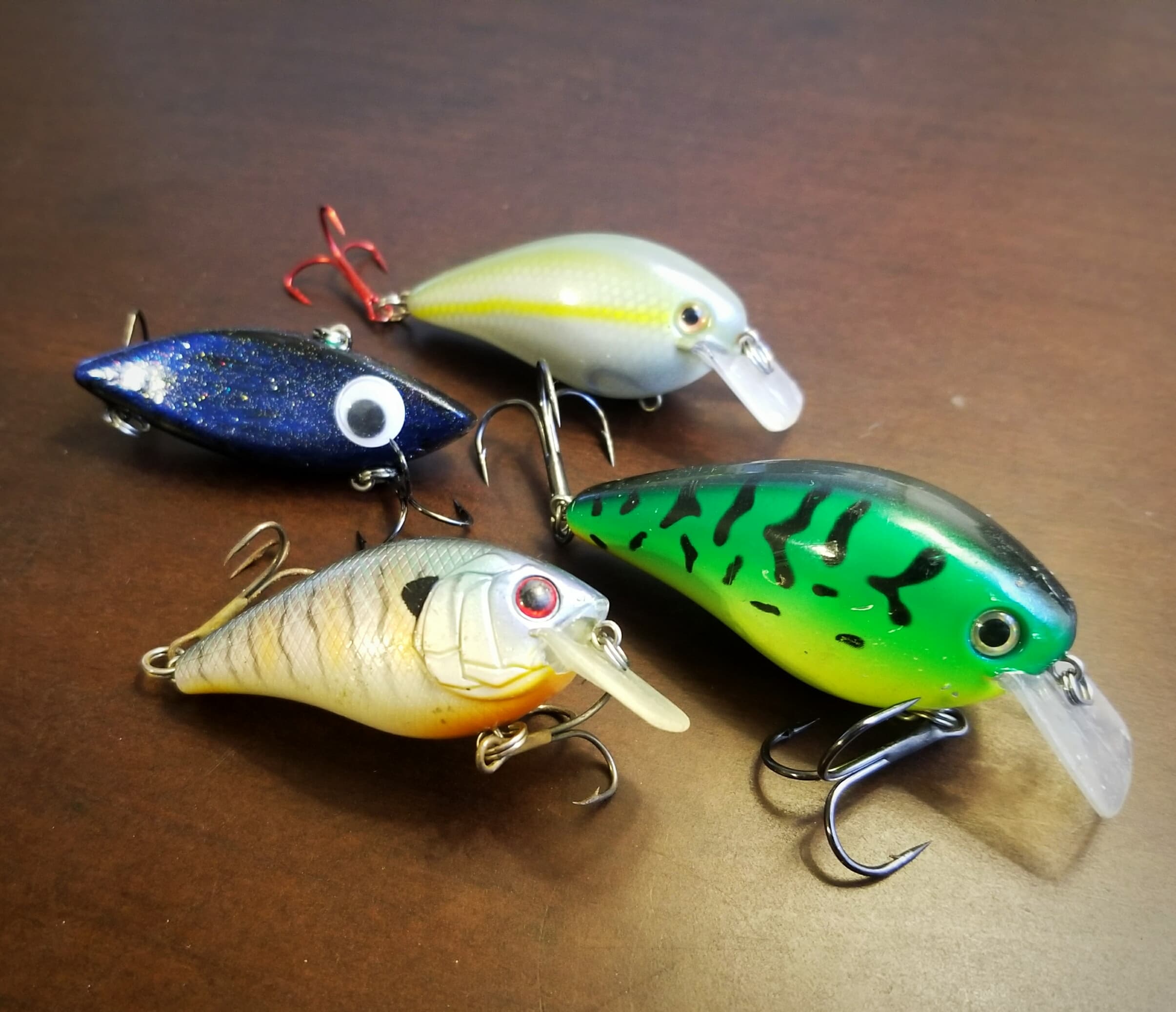 Four crank baits fully restored with new hardware