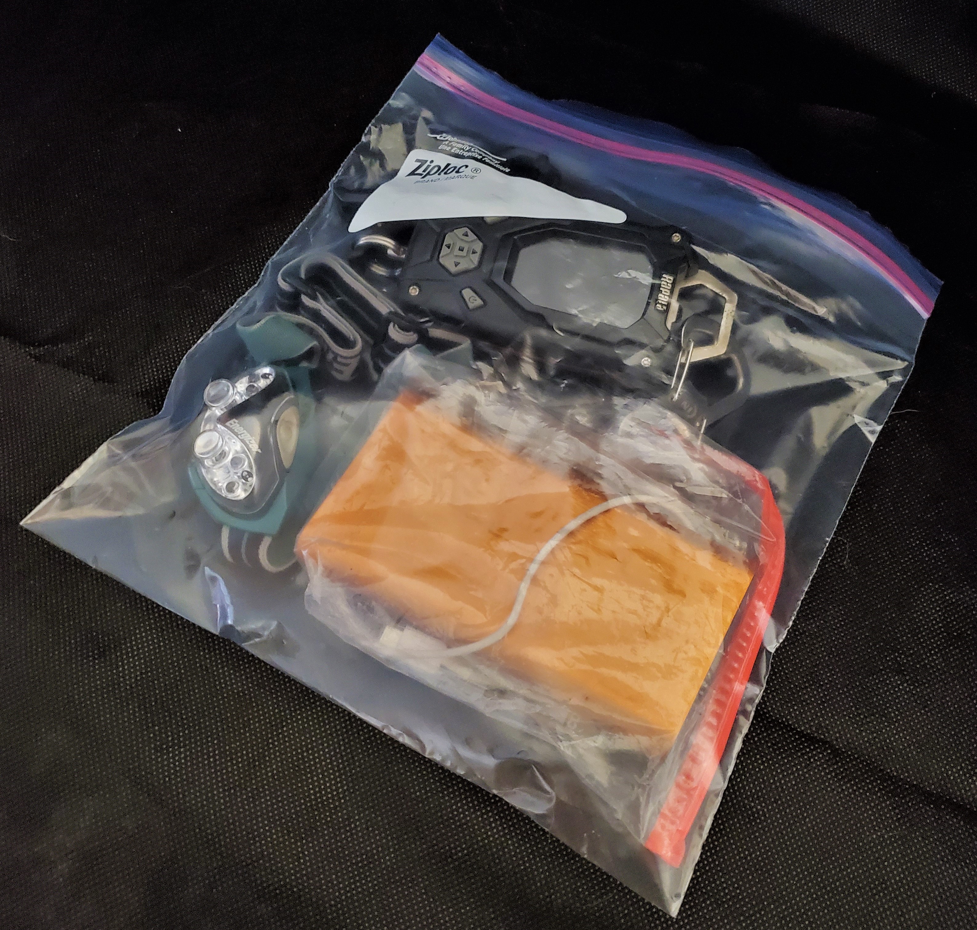 Fishing gear in a ziploc bag